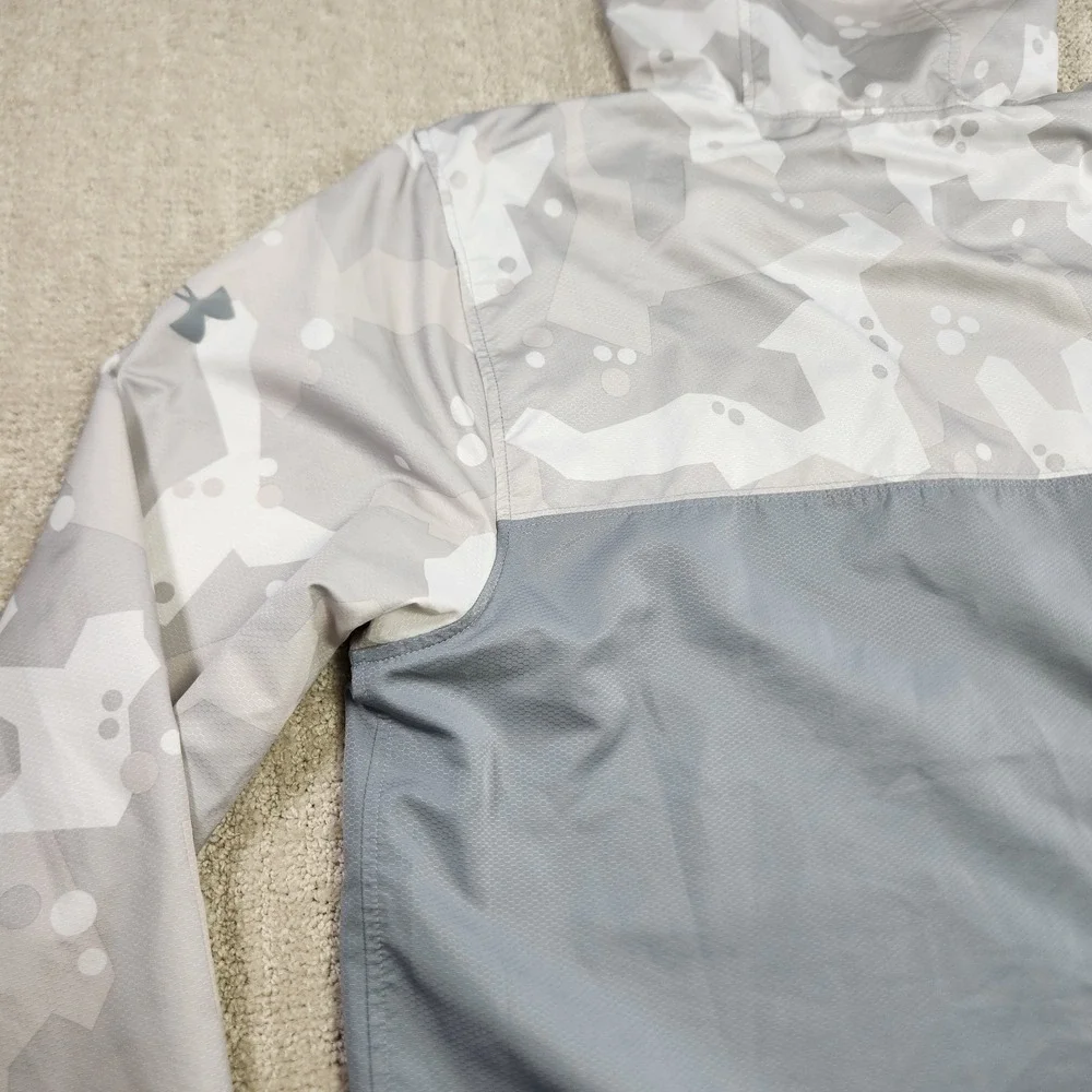 Under Armour Jacket Men Medium Sportstyle Storm Windbreaker White Camo Mesh Line